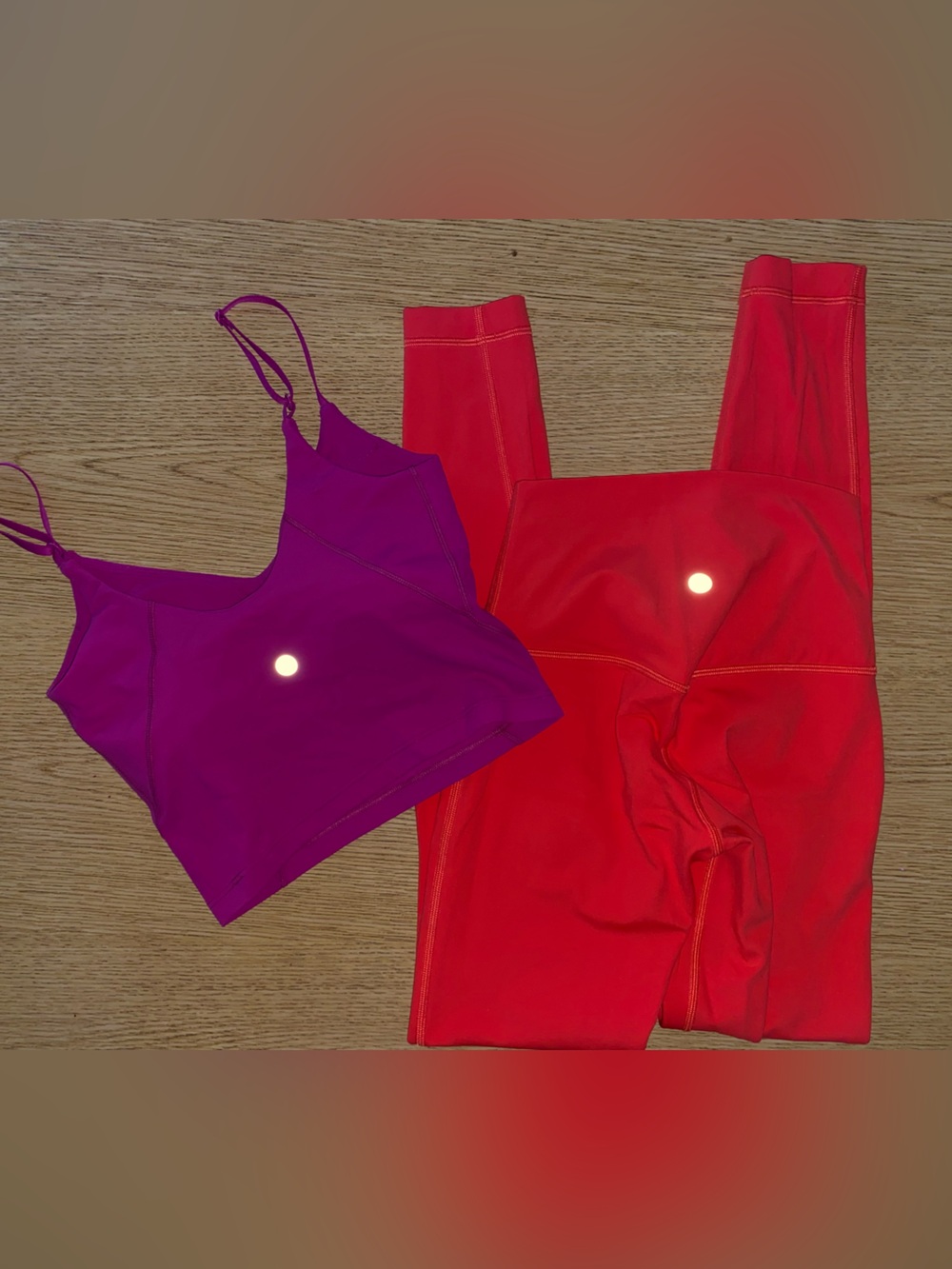 lululemon athletica Purple & Red Strappy Crop Camisole